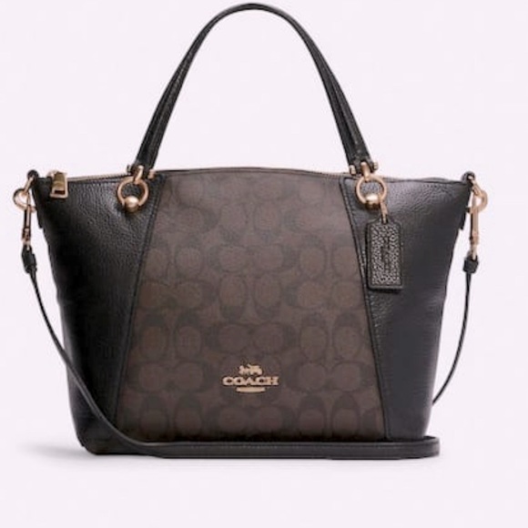 Coach Brown/black Signature Tote Satchel Gold Accents NWT - Picture 1 of 13